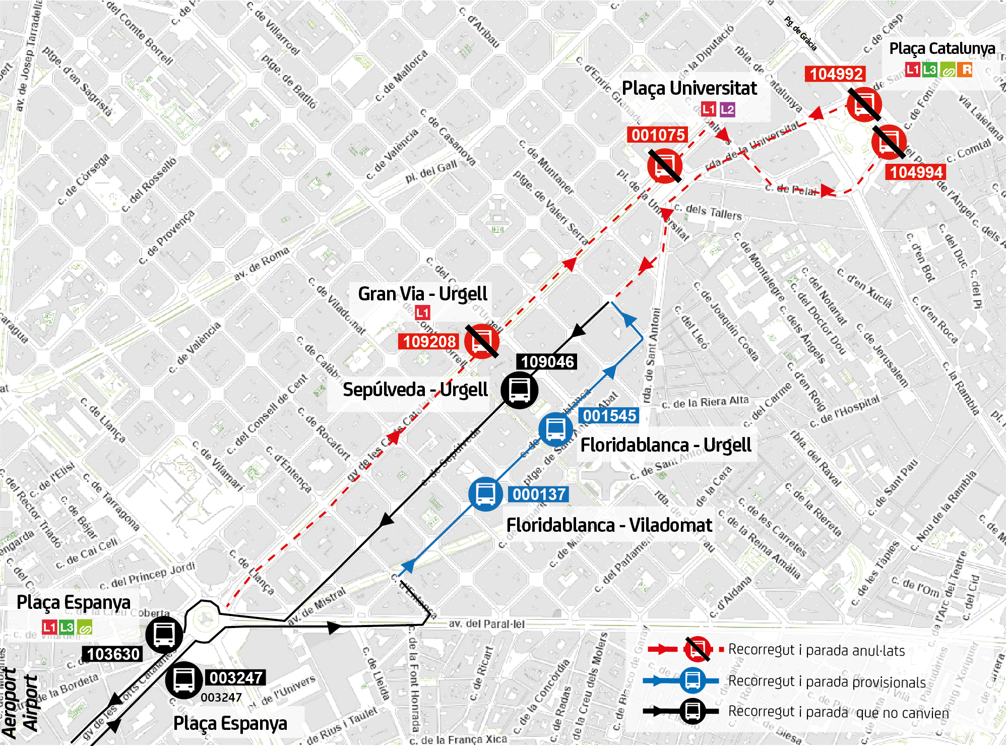 Mapa recorrido alternativo por las manifestaciones de la Diada